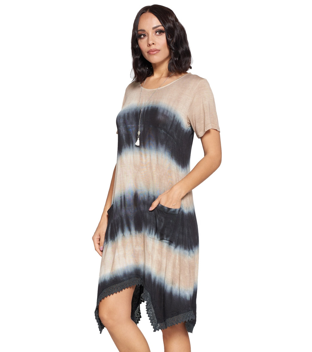 Yak & Yeti Dress Tie Dye With Front Pockets Mocha