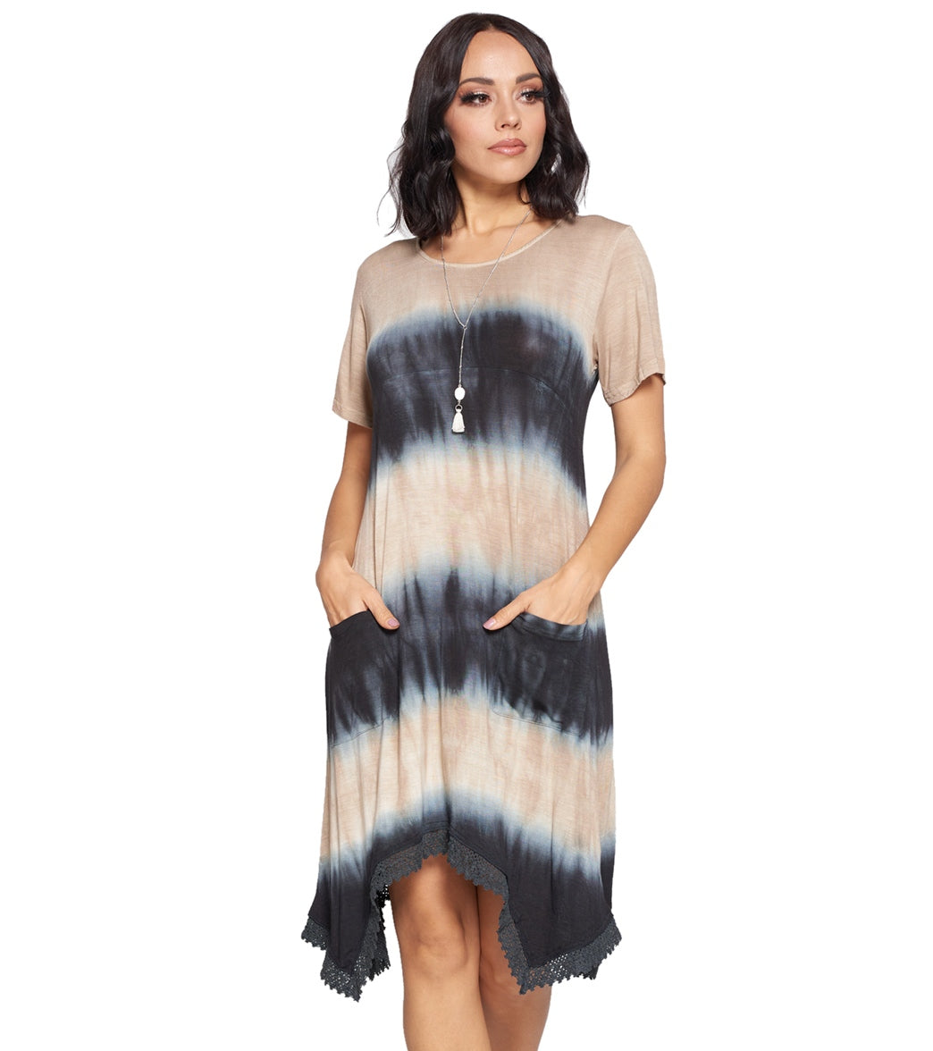 Yak & Yeti Dress Tie Dye With Front Pockets Mocha