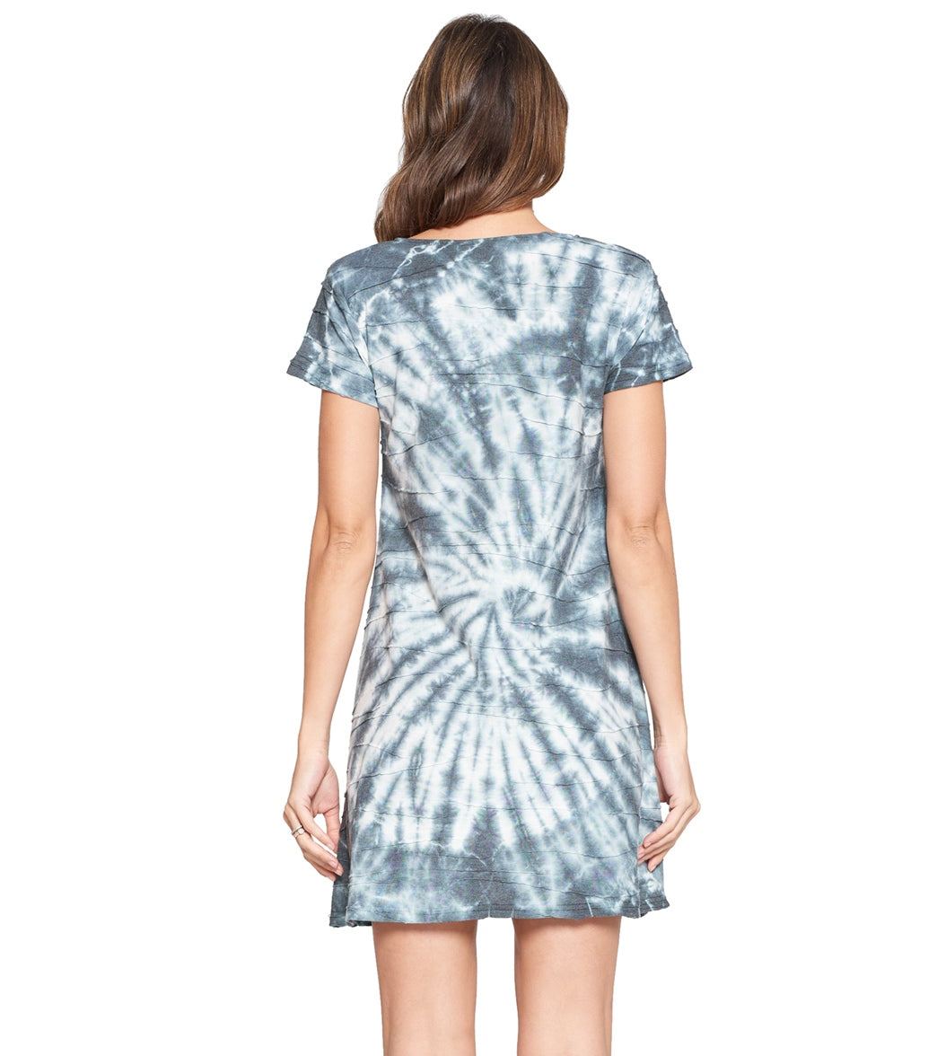 Yak & Yeti Dress Tie Dye Textured Fabric With Pockets Gray