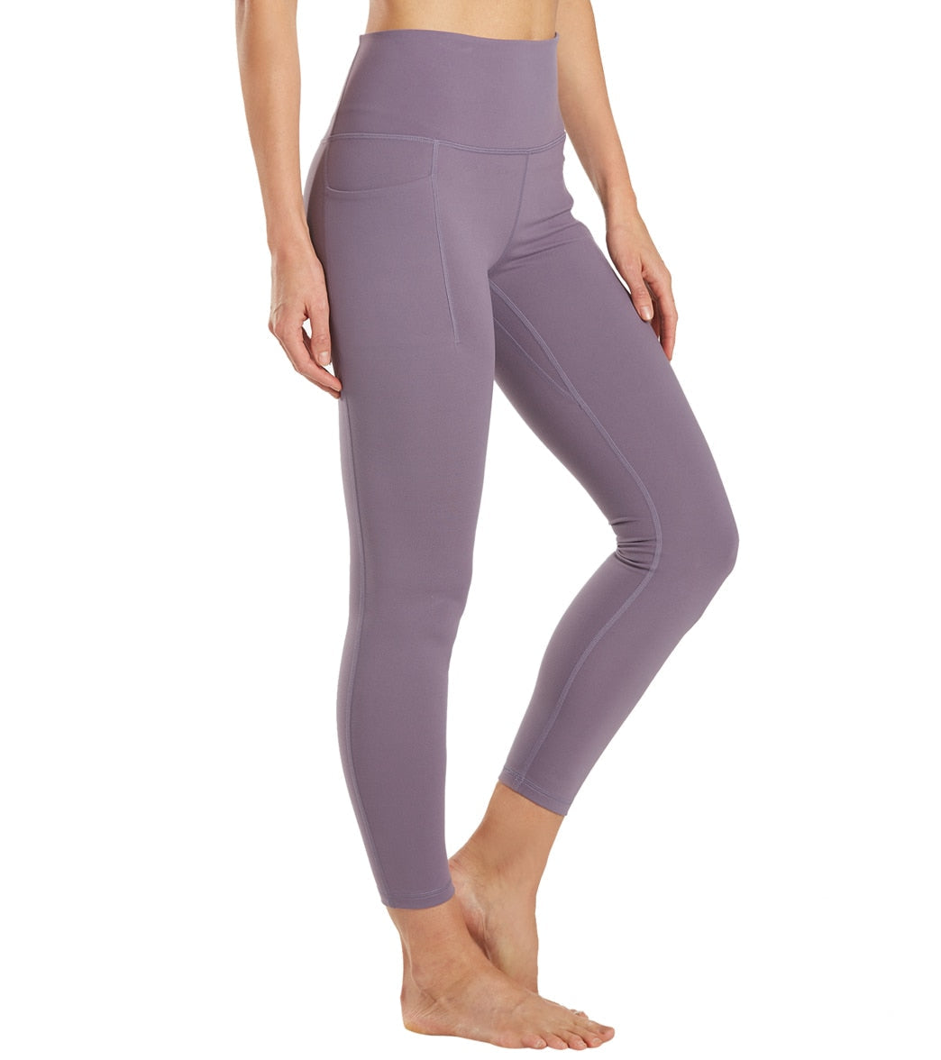 Everyday Yoga Uphold Solid High Waisted 7/8 Leggings With Pockets 25" Purple Taupe