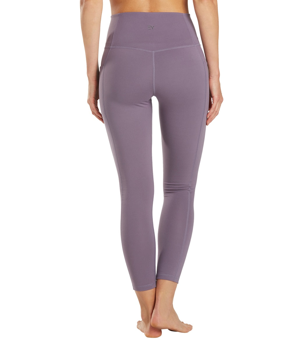 Everyday Yoga Uphold Solid High Waisted 7/8 Leggings With Pockets 25" Purple Taupe