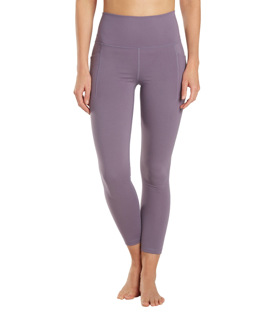 Everyday Yoga Uphold Solid High Waisted 7/8 Leggings With Pockets 25" Purple Taupe