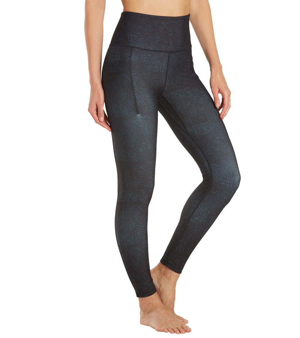 Everyday Yoga Uphold Tribe High Waisted 7/8 Leggings With Pockets 25" Black Tribal