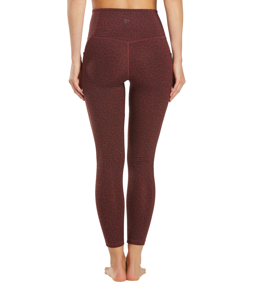 Everyday Yoga Uphold Cheetah High Waisted 7/8 Leggings With Pockets 25" Burgundy Cheetah