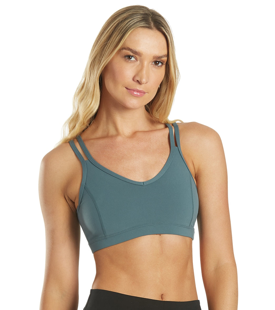 Everyday Yoga Radiant Solid Strappy Back Sports Bra Eucalyptus Grey