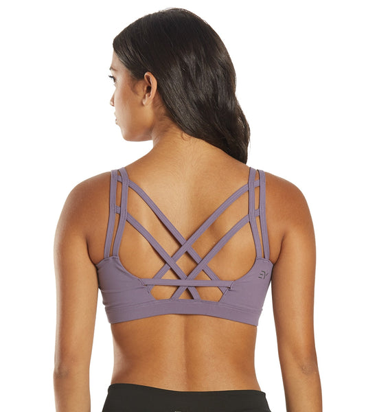 Everyday Yoga Radiant Solid Strappy Back Sports Bra Purple Taupe