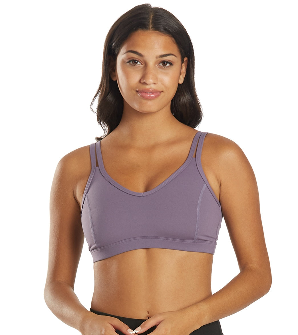 Everyday Yoga Radiant Solid Strappy Back Sports Bra Purple Taupe