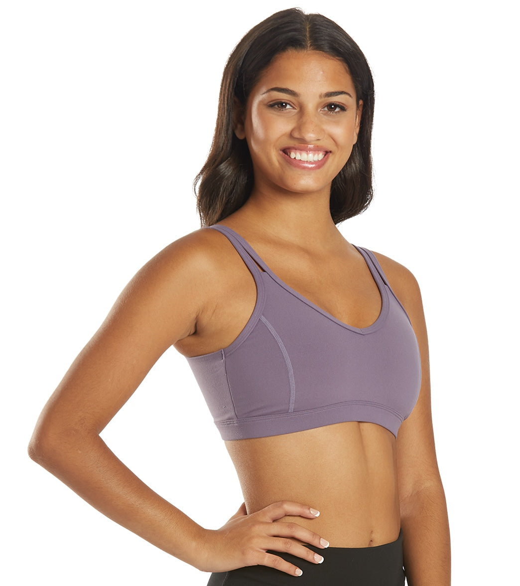 Everyday Yoga Radiant Solid Strappy Back Sports Bra Purple Taupe