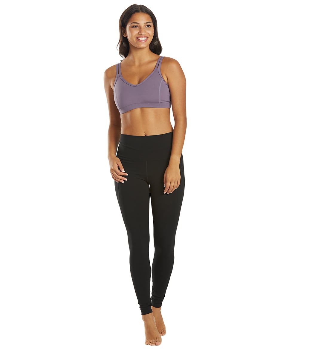 Everyday Yoga Radiant Solid Strappy Back Sports Bra Purple Taupe