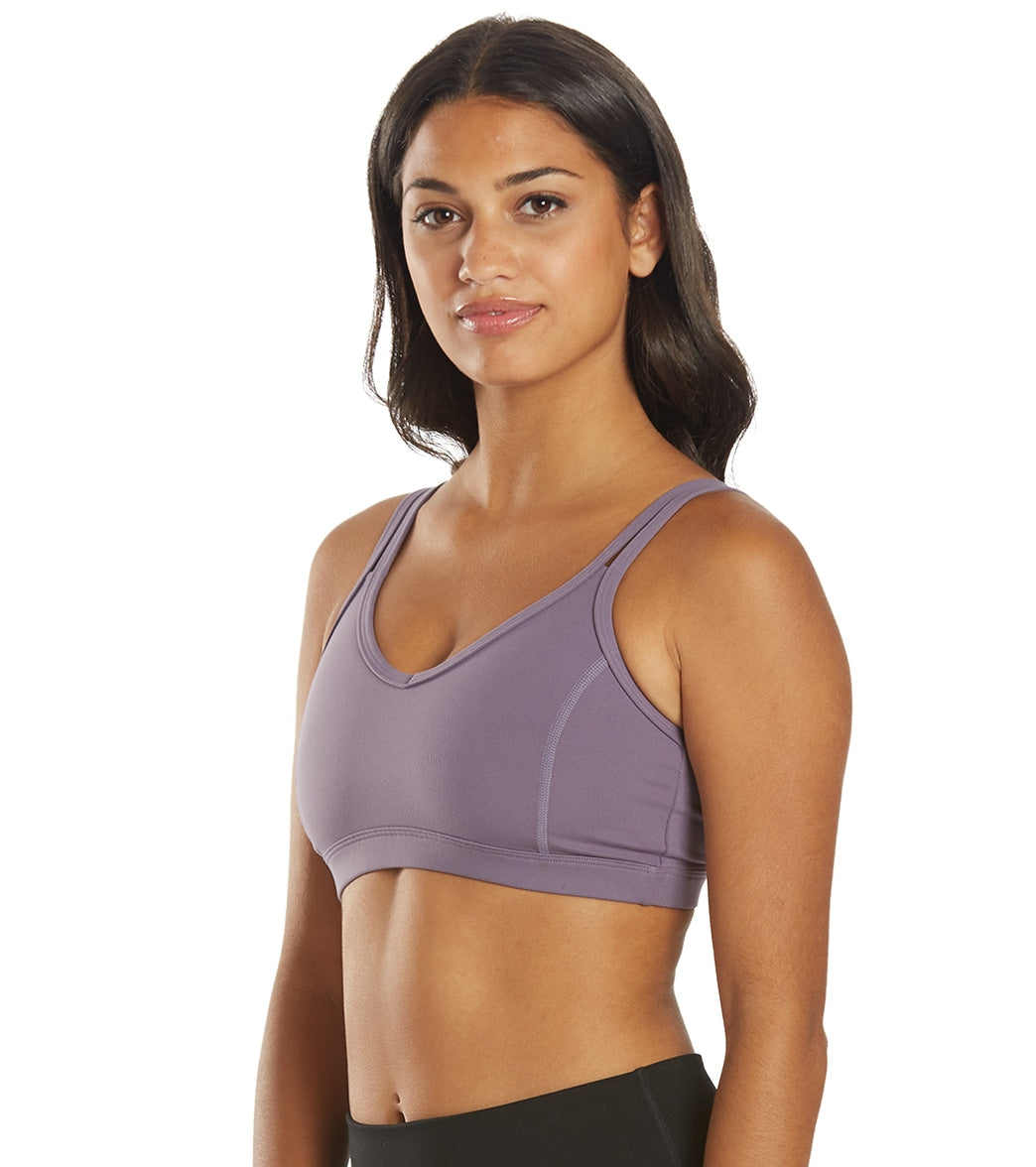 Everyday Yoga Radiant Solid Strappy Back Sports Bra Purple Taupe