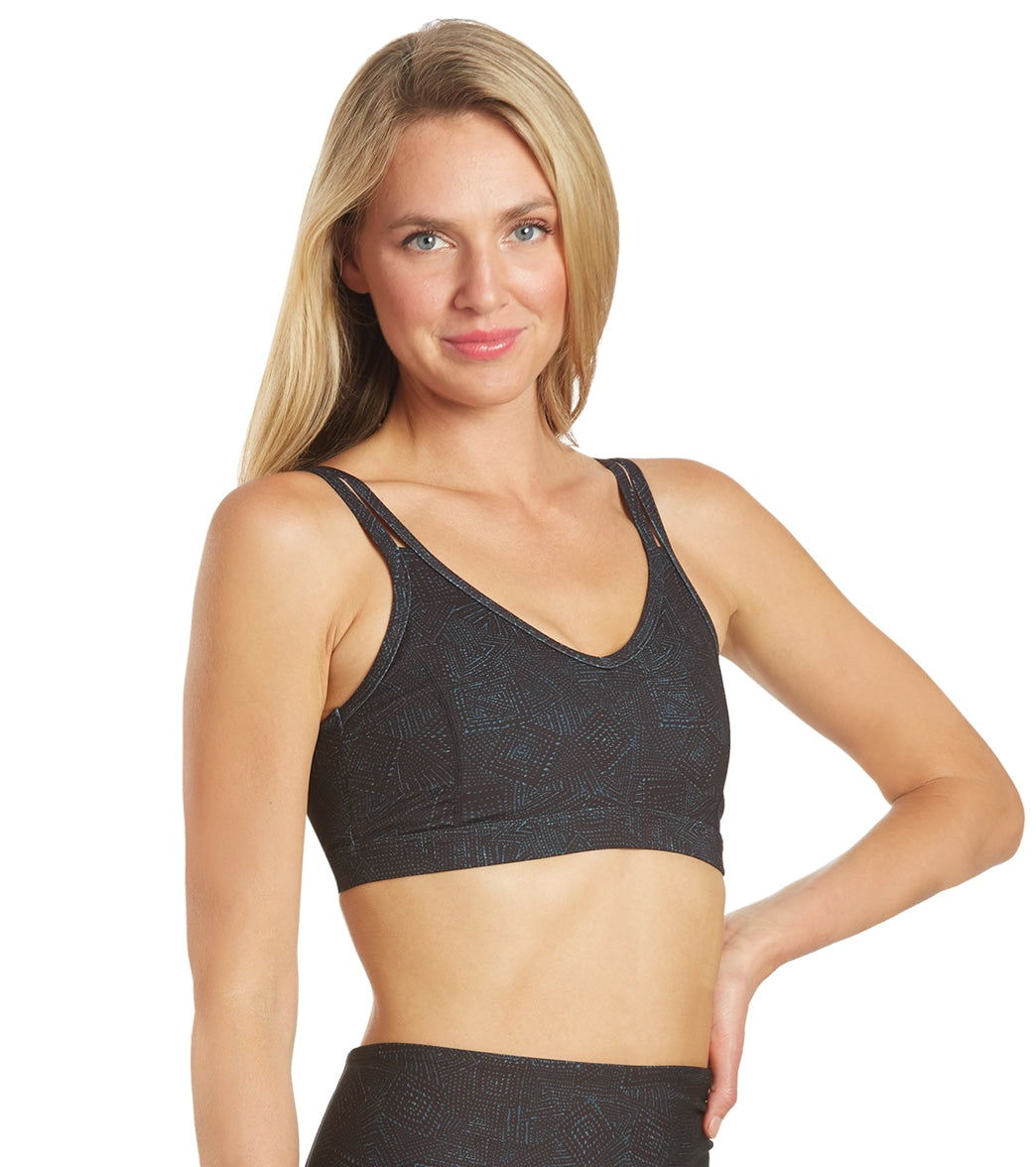 Everyday Yoga Radiant Tribe Strappy Back Sports Bra Black Tribal