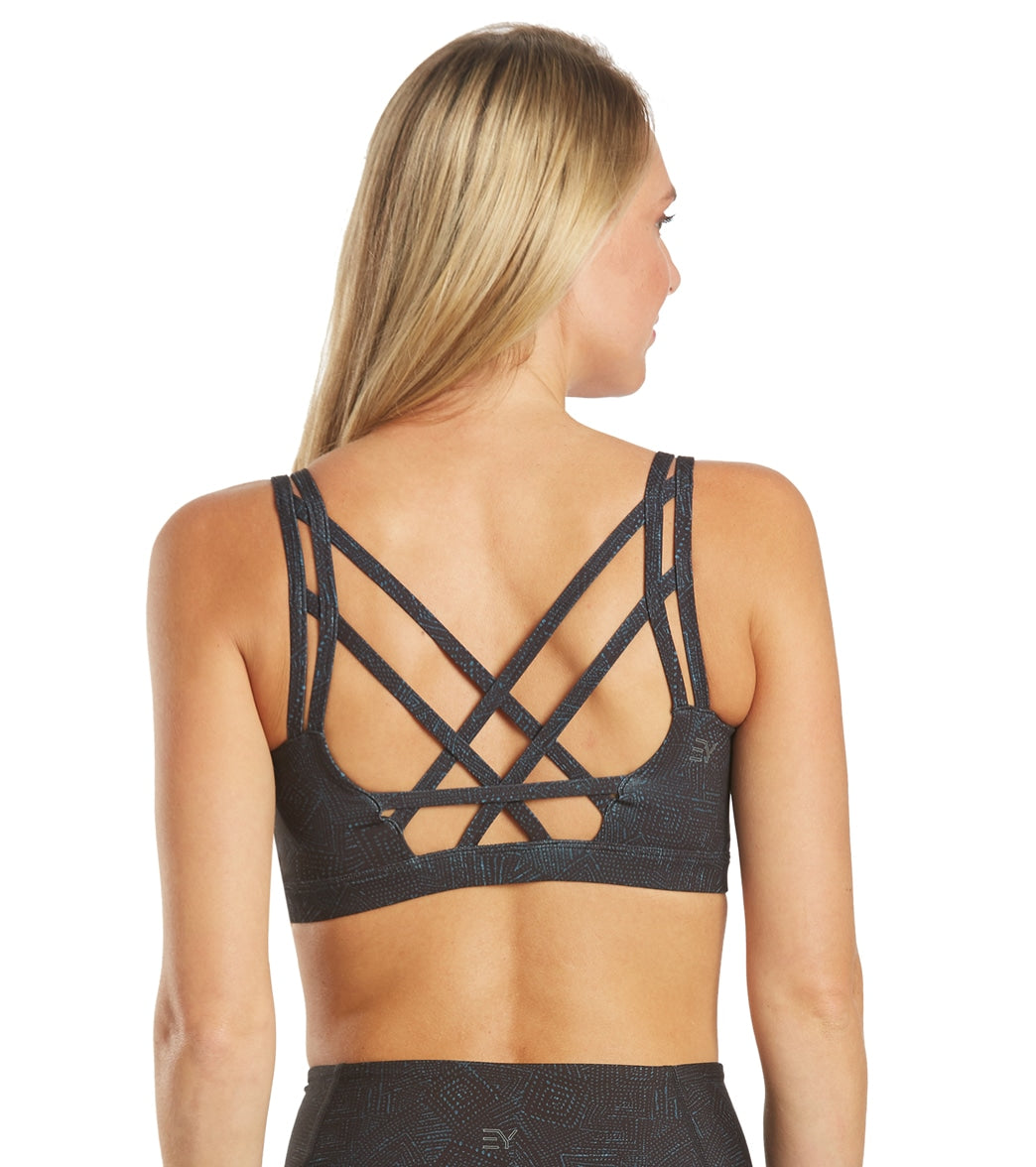 Everyday Yoga Radiant Tribe Strappy Back Sports Bra Black Tribal