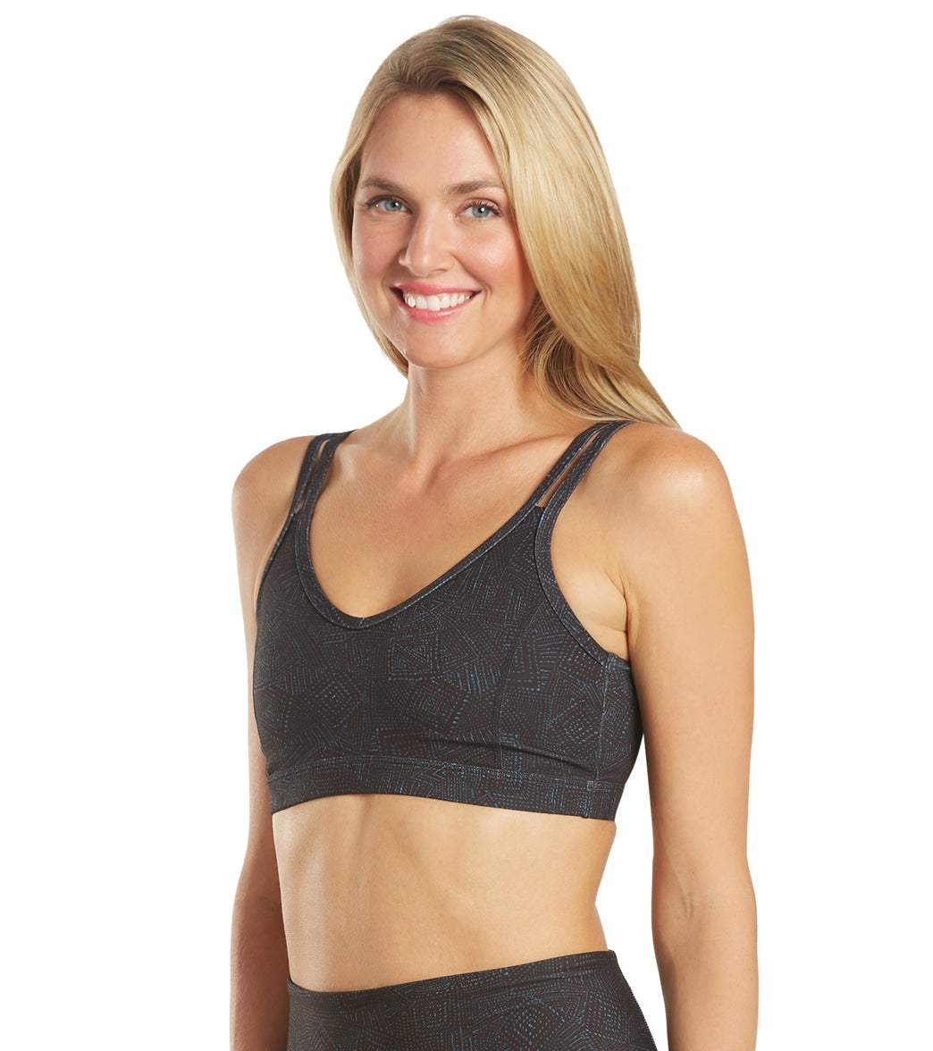 Everyday Yoga Radiant Tribe Strappy Back Sports Bra Black Tribal