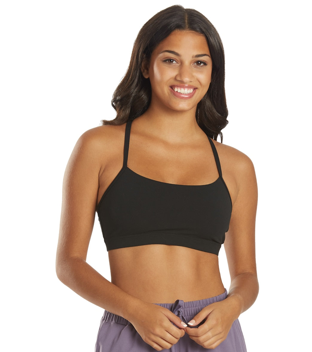 Everyday Yoga Delight Solid Racer Back Sports Bra Black