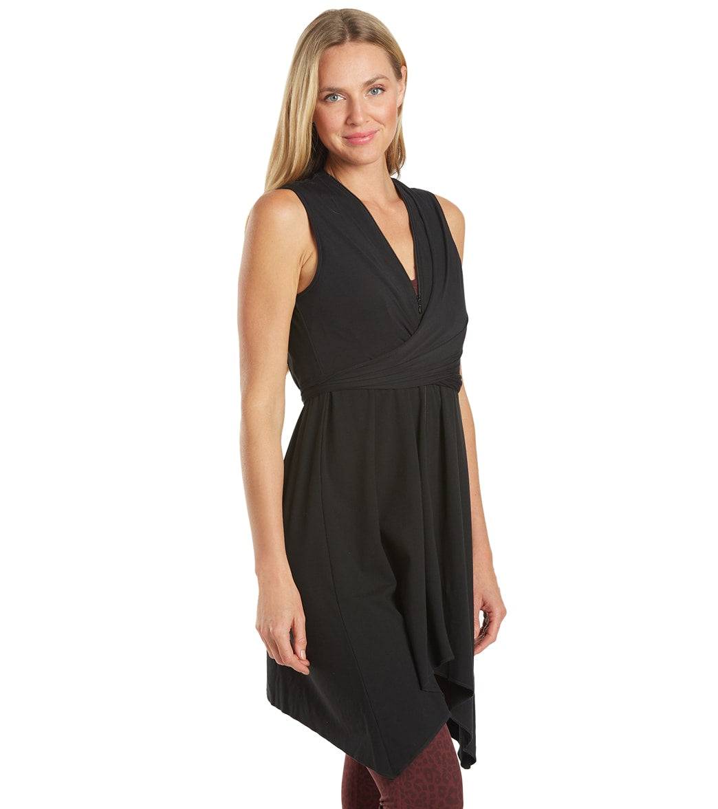 Everyday Yoga Wondrous Solid Wrap Dress Black