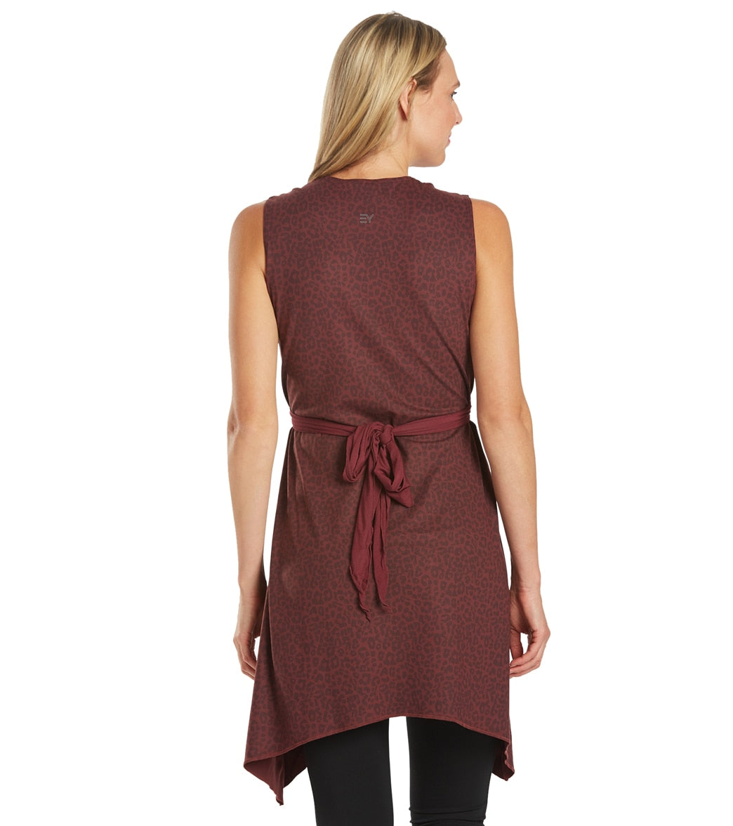 Everyday Yoga Wondrous Cheetah Wrap Dress Burgundy Cheetah