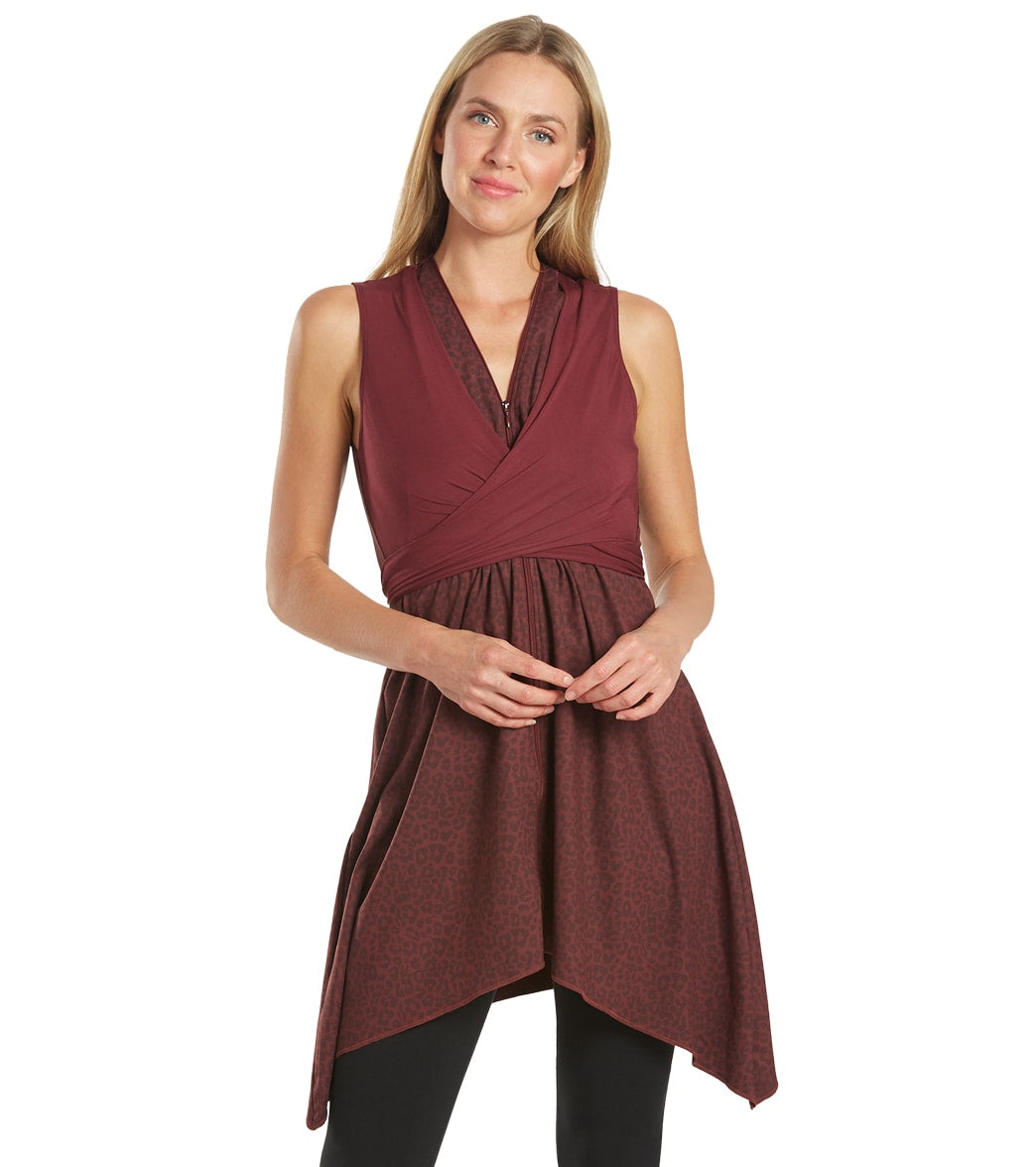 Everyday Yoga Wondrous Cheetah Wrap Dress Burgundy Cheetah