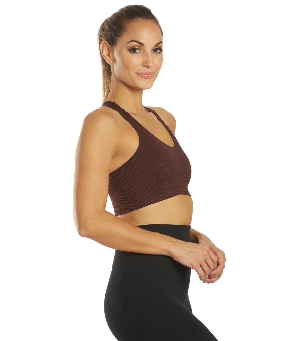 Free People Free Throw Yoga Crop Black Raisin