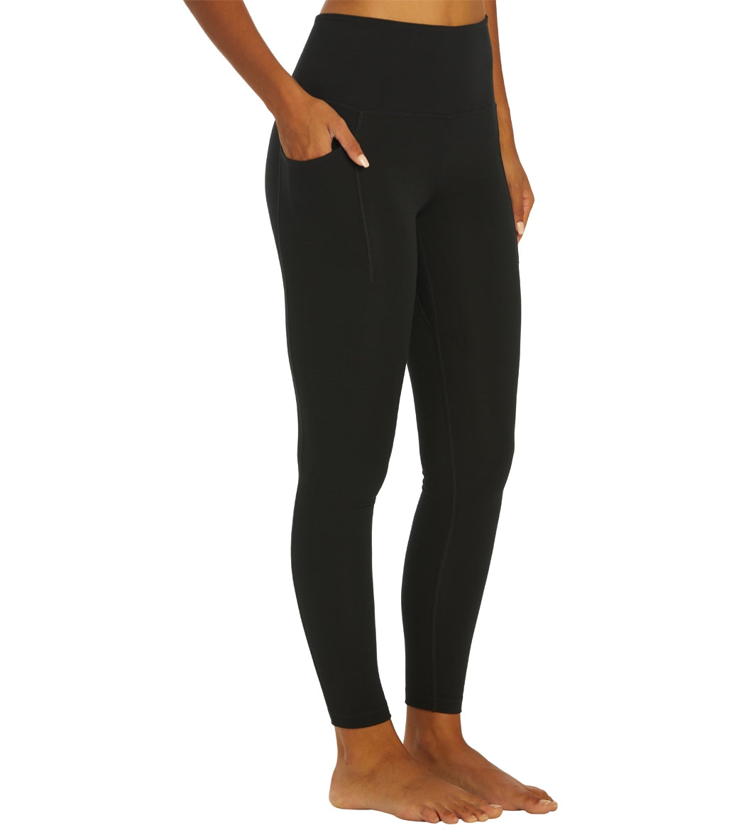 Everyday Yoga Uphold Solid High Waisted 7/8 Leggings With Pockets 25" Black