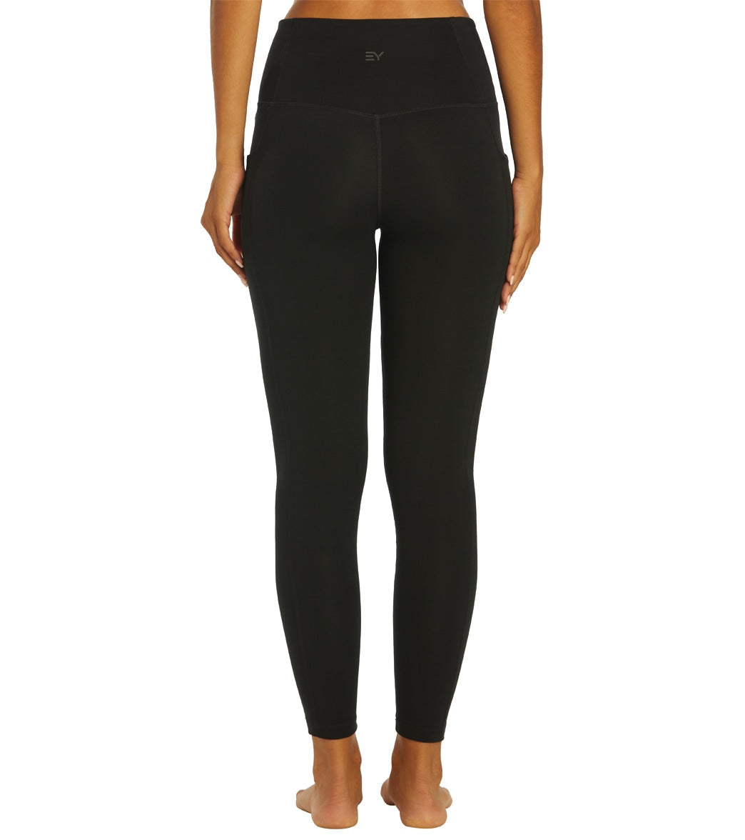 Everyday Yoga Uphold Solid High Waisted 7/8 Leggings With Pockets 25" Black