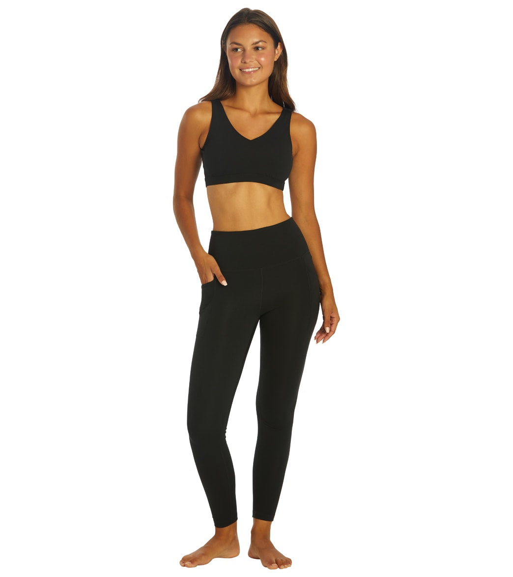 Everyday Yoga Uphold Solid High Waisted 7/8 Leggings With Pockets 25" Black