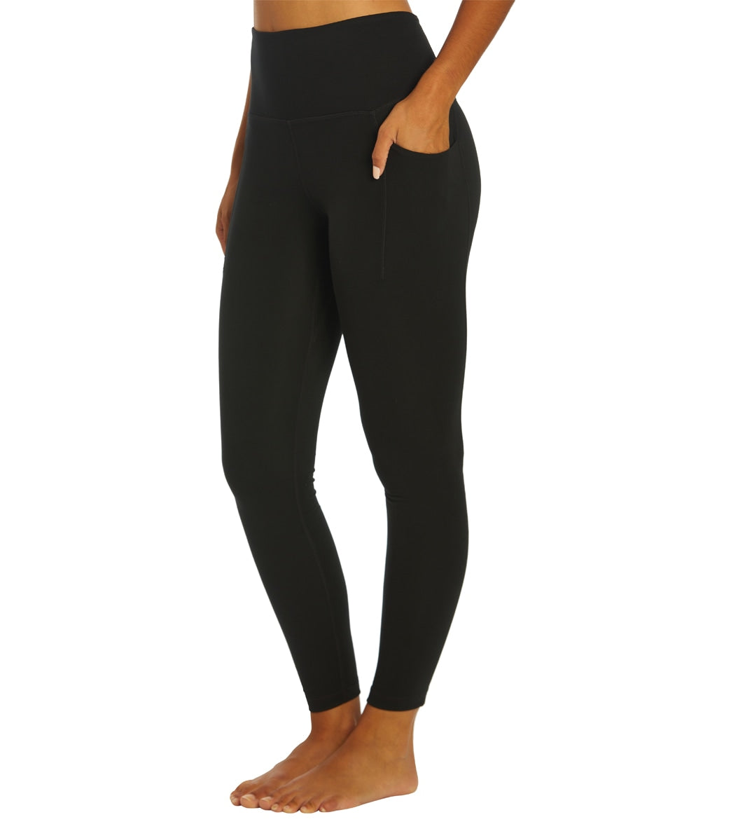 Everyday Yoga Uphold Solid High Waisted 7/8 Leggings With Pockets 25" Black