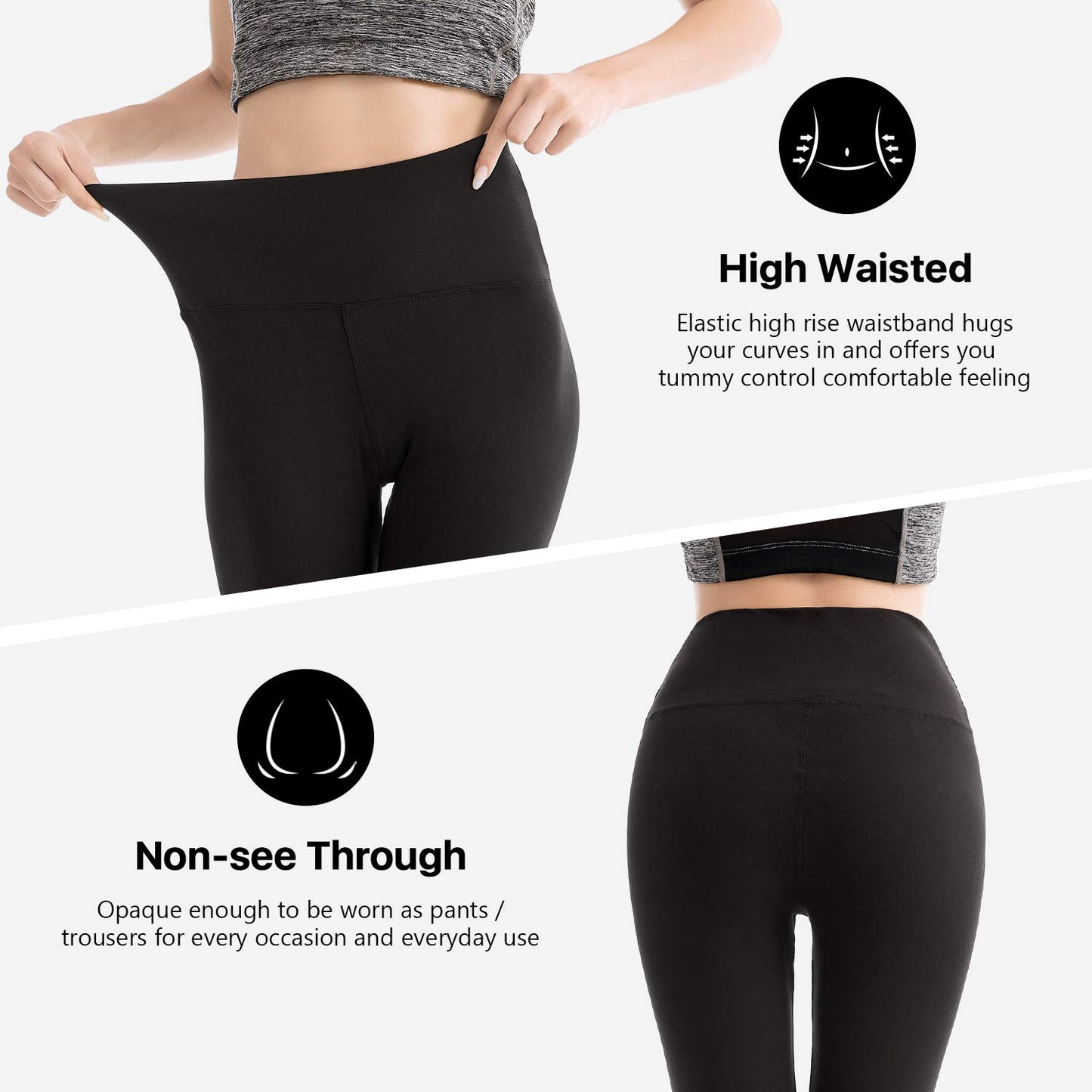 SINOPHANT High Waisted Leggings for Women - Full Length Capri Buttery Soft Yoga Pants for Workout Athletic