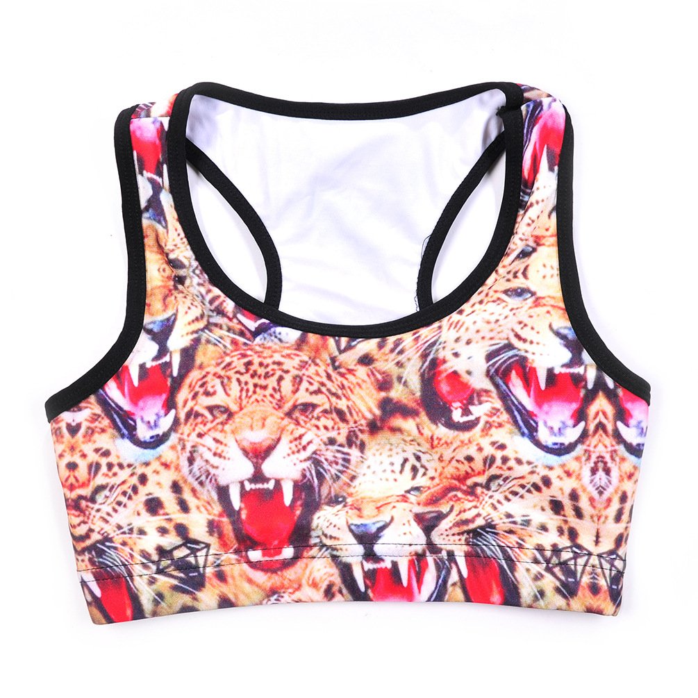 Sister Amy Women's Aerobics Gym Dance Yoga Vest Printed Sports Bra Top Vest