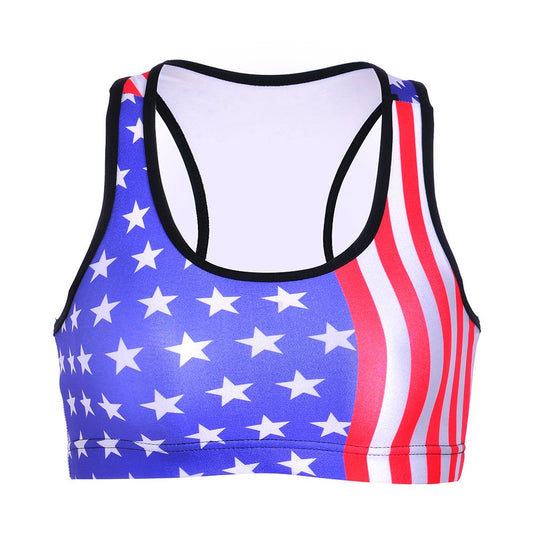 Sister Amy Women's Aerobics Gym Dance Yoga Vest Printed Sports Bra Top Vest