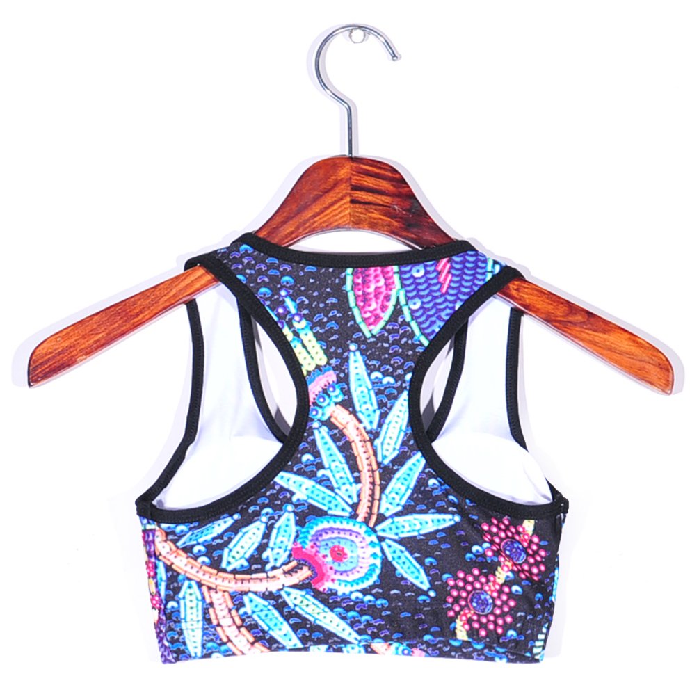 Sister Amy Women's Aerobics Gym Dance Yoga Vest Printed Sports Bra Top Vest