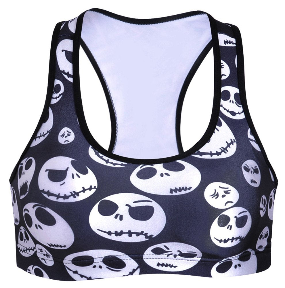 Sister Amy Women's Aerobics Gym Dance Yoga Vest Printed Sports Bra Top Vest