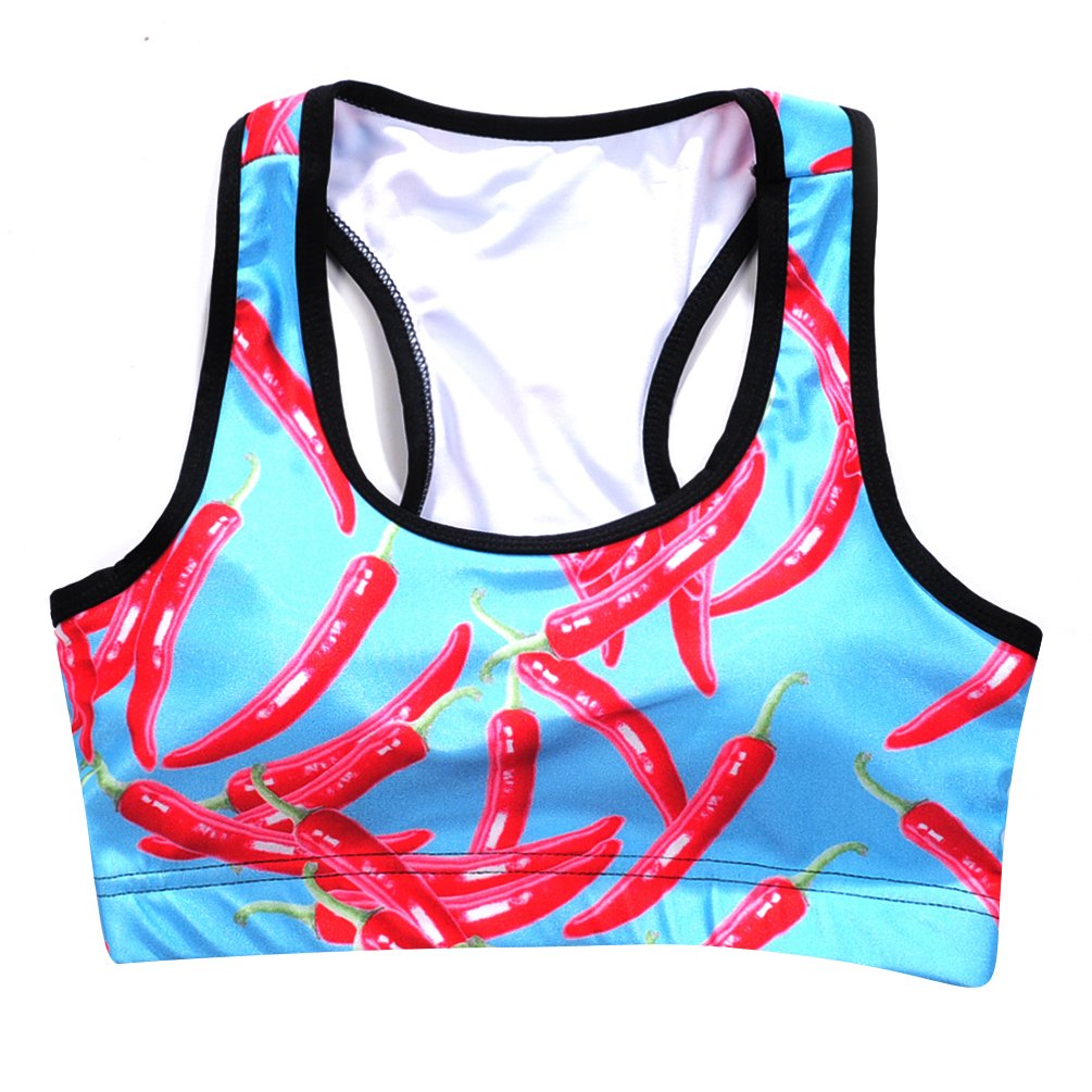 Sister Amy Women's Aerobics Gym Dance Yoga Vest Printed Sports Bra Top Vest