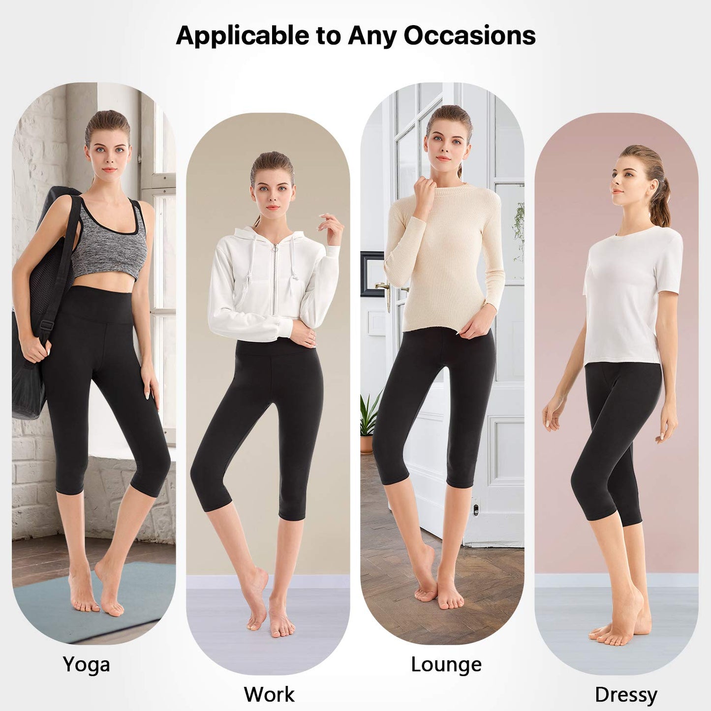 SINOPHANT High Waisted Leggings for Women - Full Length Capri Buttery Soft Yoga Pants for Workout Athletic