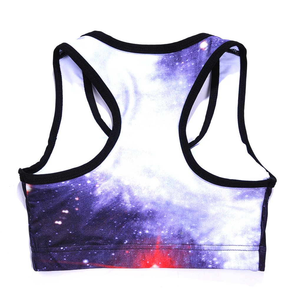 Sister Amy Women's Aerobics Gym Dance Yoga Vest Printed Sports Bra Top Vest