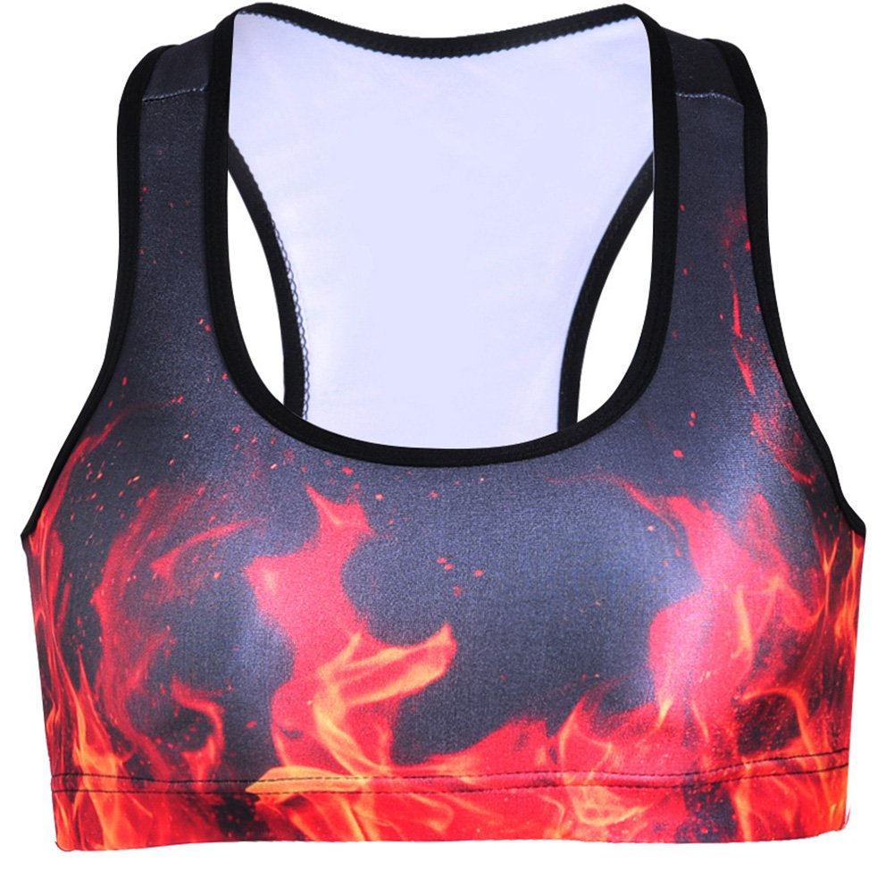 Sister Amy Women's Aerobics Gym Dance Yoga Vest Printed Sports Bra Top Vest