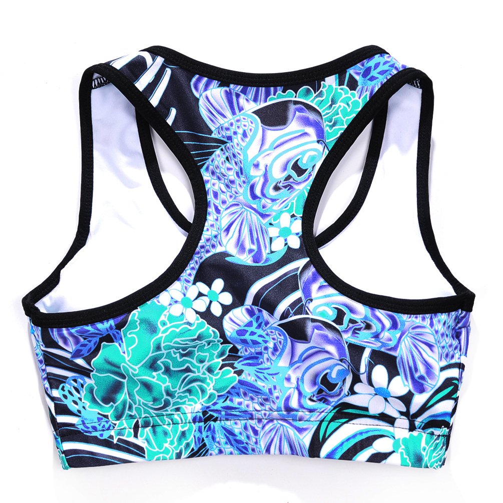 Sister Amy Women's Aerobics Gym Dance Yoga Vest Printed Sports Bra Top Vest