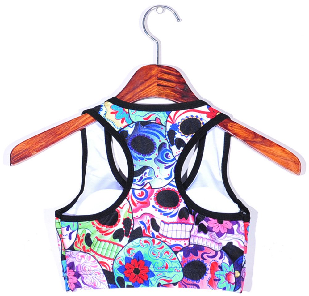 Sister Amy Women's Aerobics Gym Dance Yoga Vest Printed Sports Bra Top Vest