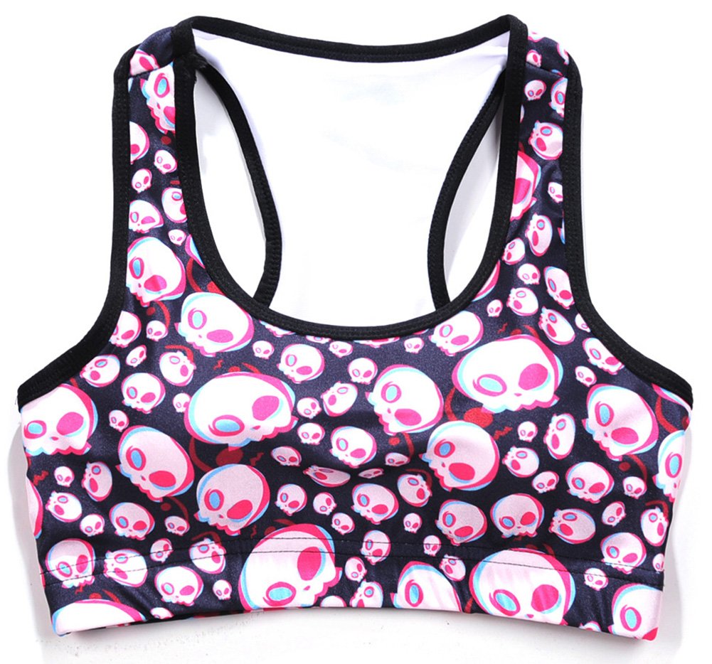 Sister Amy Women's Aerobics Gym Dance Yoga Vest Printed Sports Bra Top Vest