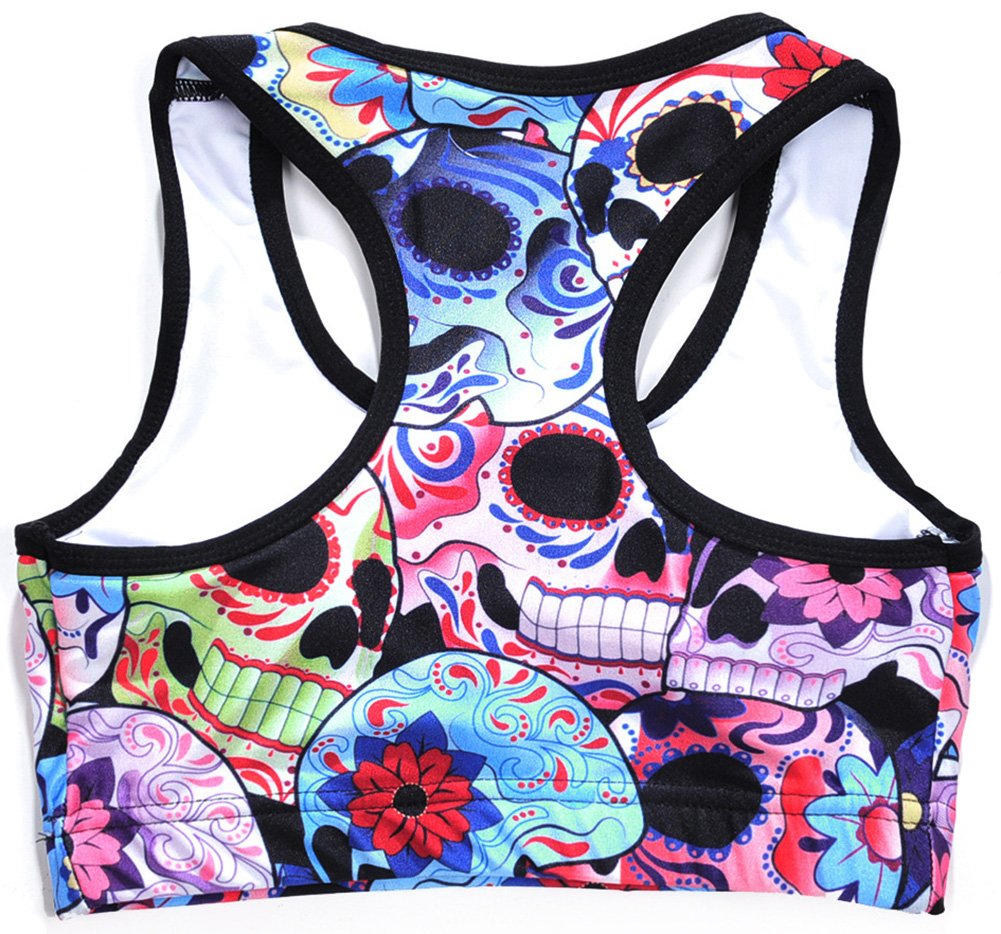 Sister Amy Women's Aerobics Gym Dance Yoga Vest Printed Sports Bra Top Vest