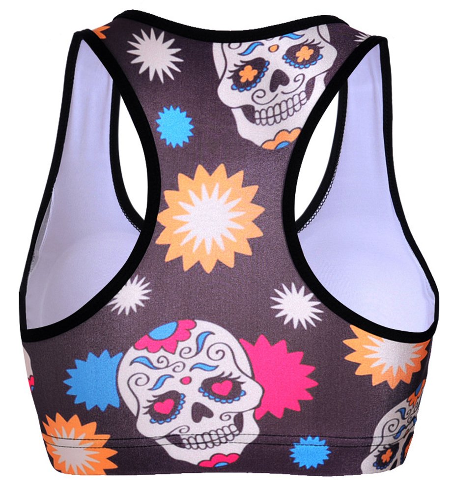 Sister Amy Women's Aerobics Gym Dance Yoga Vest Printed Sports Bra Top Vest