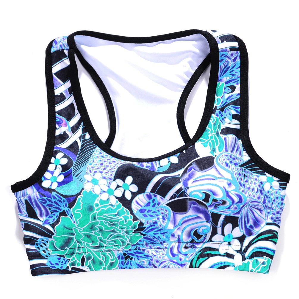 Sister Amy Women's Aerobics Gym Dance Yoga Vest Printed Sports Bra Top Vest