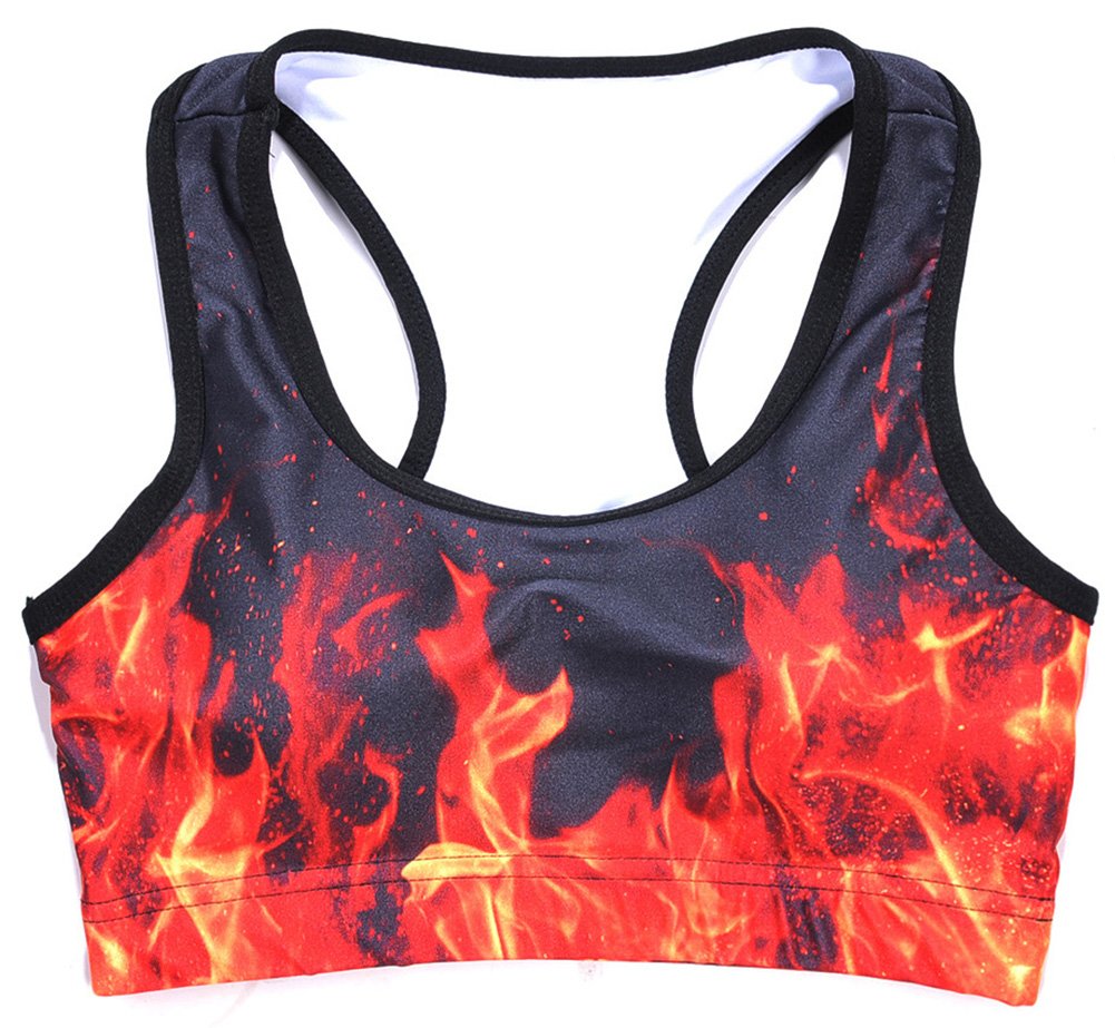 Sister Amy Women's Aerobics Gym Dance Yoga Vest Printed Sports Bra Top Vest