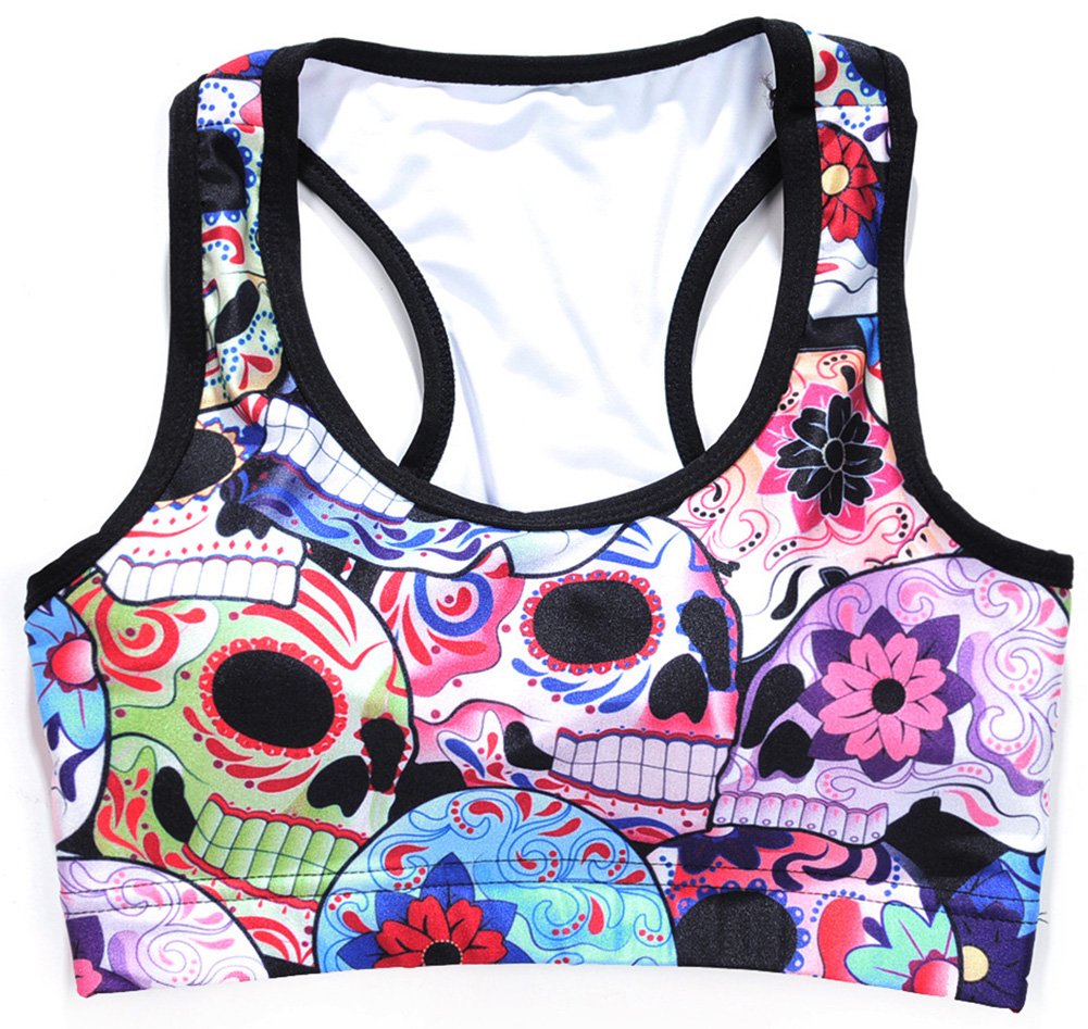 Sister Amy Women's Aerobics Gym Dance Yoga Vest Printed Sports Bra Top Vest