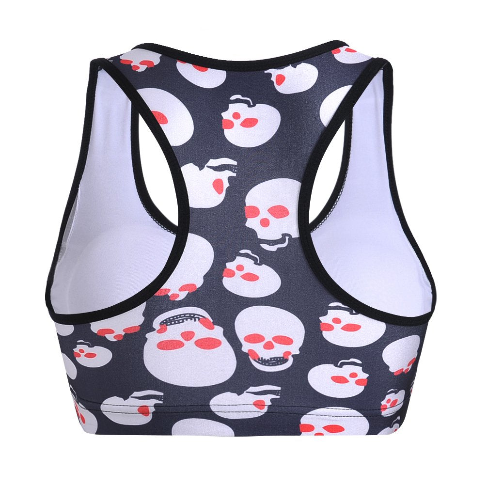 Sister Amy Women's Aerobics Gym Dance Yoga Vest Printed Sports Bra Top Vest