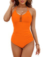 BMJL Women's Tummy Control Swimsuit Lace Up One Piece Bathing Suits Slimming V Neck Swimwear