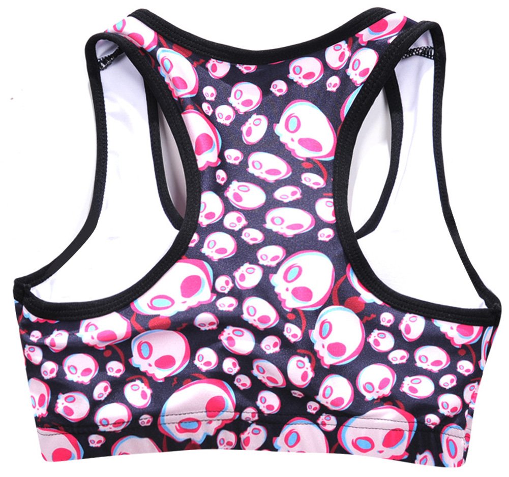 Sister Amy Women's Aerobics Gym Dance Yoga Vest Printed Sports Bra Top Vest