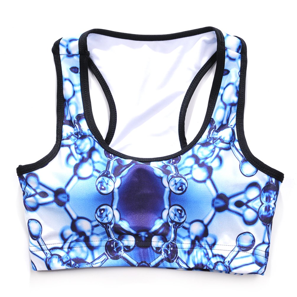 Sister Amy Women's Aerobics Gym Dance Yoga Vest Printed Sports Bra Top Vest