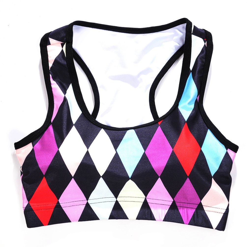 Sister Amy Women's Aerobics Gym Dance Yoga Vest Printed Sports Bra Top Vest