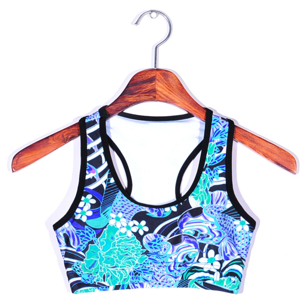 Sister Amy Women's Aerobics Gym Dance Yoga Vest Printed Sports Bra Top Vest