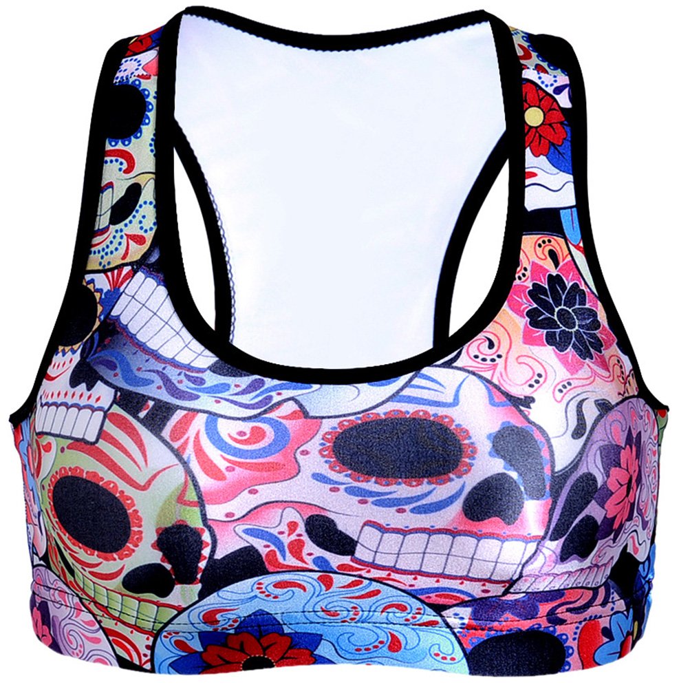 Sister Amy Women's Aerobics Gym Dance Yoga Vest Printed Sports Bra Top Vest